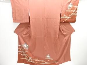 箔置き組紐に花扇模様訪問着